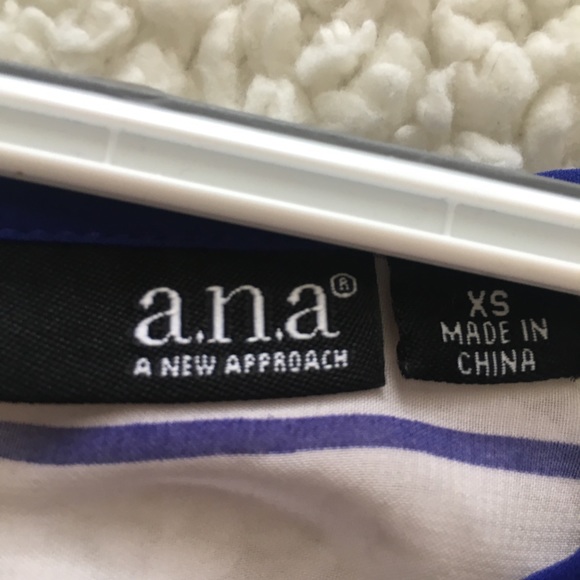 Blue striped short sleeve open shoulder top - Picture 2 of 3